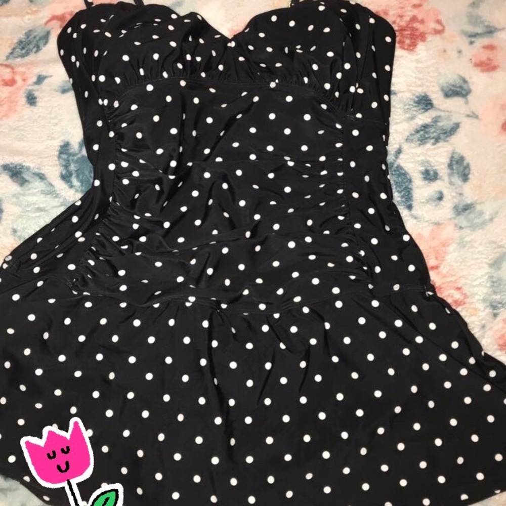 Polka dot one piece swimsuit